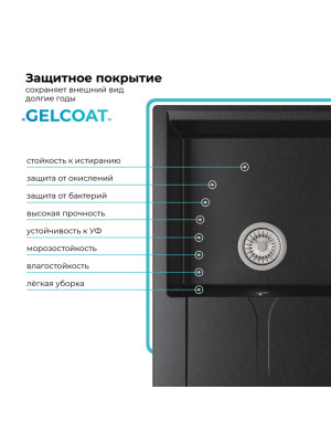 Кухонная мойка Polygran GALS 760 черный покрытие