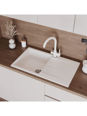 Кухонная мойка Polygran GALS 860 белый хлопок интерьер