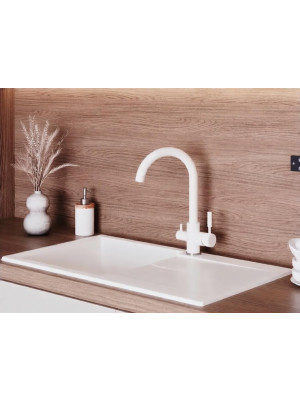 Кухонная мойка Polygran GALS 860 белый хлопок интерьер 3