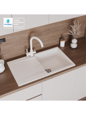 Кухонная мойка Polygran GALS 860 белый хлопок интерьер