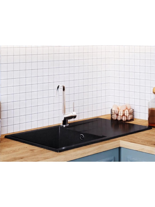 Кухонная мойка Polygran GALS 860 космос черный металлик интерьер 3