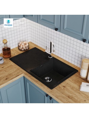 Кухонная мойка Polygran GALS 860 космос черный металлик интерьер