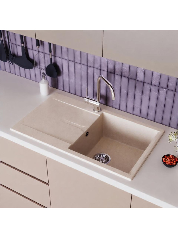 Кухонная мойка Polygran GALS 860 кремовый интерьер 2