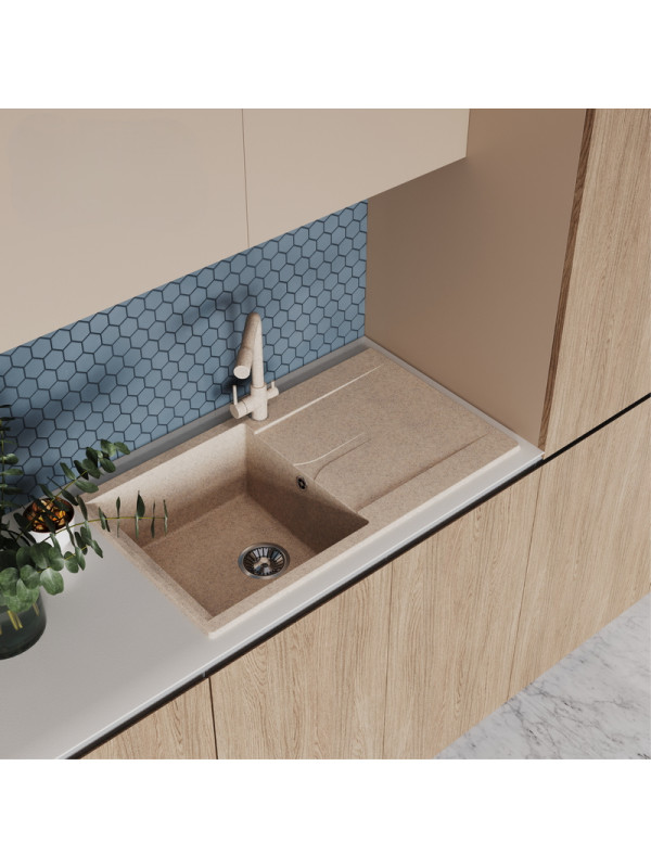 Кухонная мойка Polygran GALS 860 песочный интерьер 2