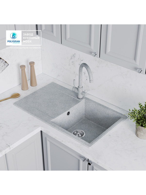 Кухонная мойка Polygran GALS 860 светло-серый интерьер