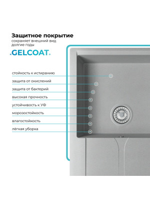 Кухонная мойка Polygran GALS 860 серый покрытие