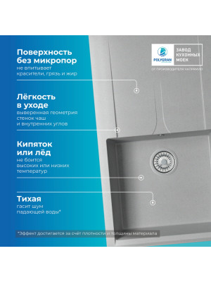 Кухонная мойка Polygran GALS 860 серый преимущества