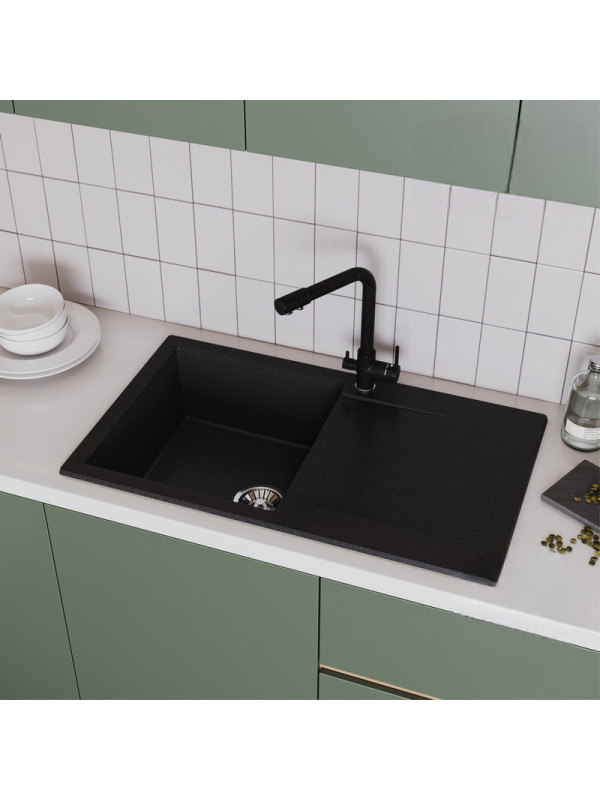 Кухонная мойка Polygran GALS 860 черный интерьер