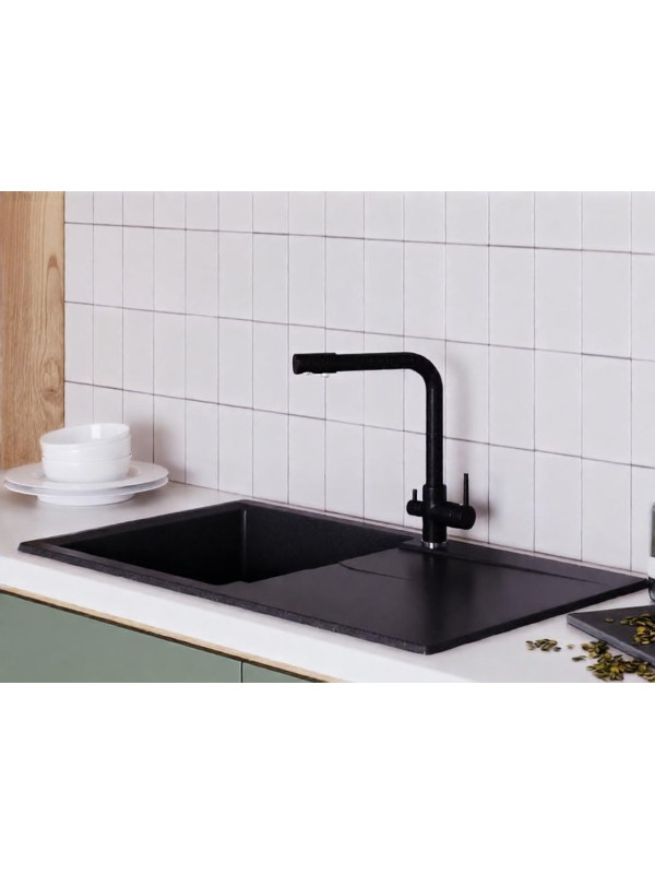 Кухонная мойка Polygran GALS 860 черный интерьер 3