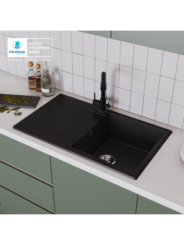 Кухонная мойка Polygran GALS 860 черный интерьер