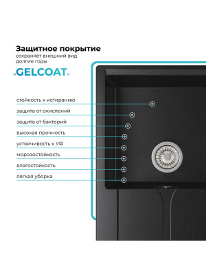 Кухонная мойка Polygran GALS 860 черный покрытие