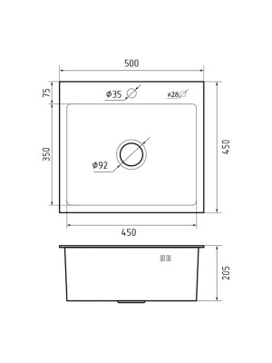 Кухонная мойка КромРус H5045B черный схема
