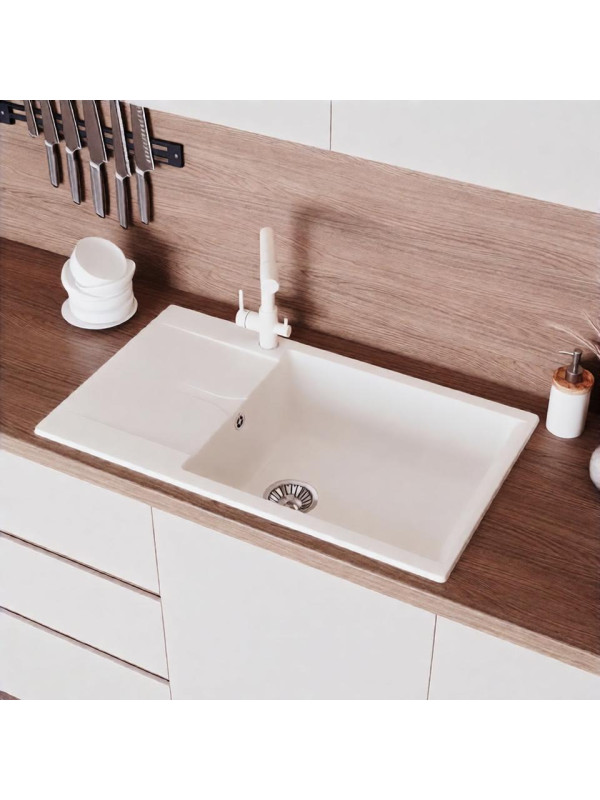 Кухонная мойка Polygran GALS 862 белый хлопок интерьер 2