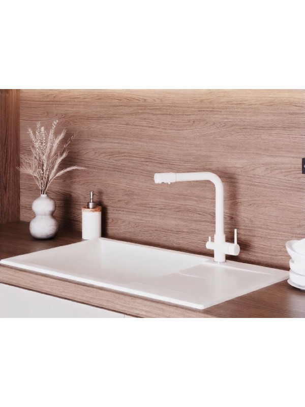 Кухонная мойка Polygran GALS 862 белый хлопок интерьер 3