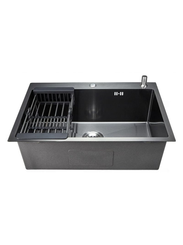 Кухонная мойка КромРус H6045B черный спереди