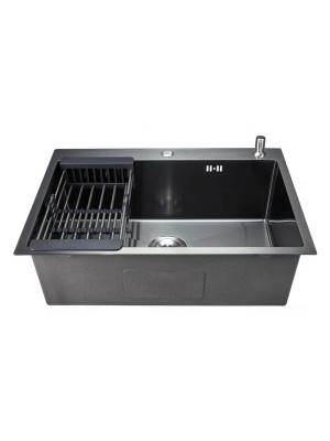 Кухонная мойка КромРус H6045B черный спереди