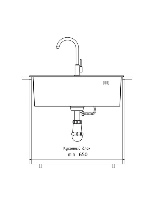 Кухонная мойка КромРус H6045S сатин схема (1)