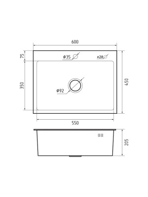 Кухонная мойка КромРус H6045S сатин схема