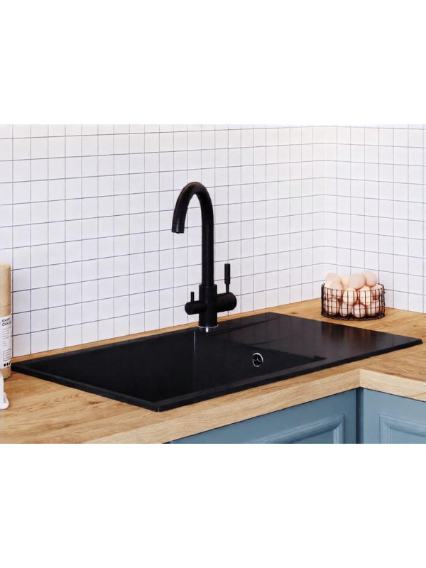 Кухонная мойка Polygran GALS 862 космос черный металлик интерьер 3