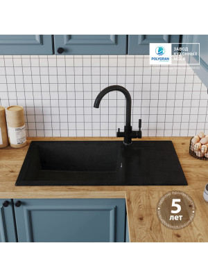 Кухонная мойка Polygran GALS 862 космос черный металлик гарантмя