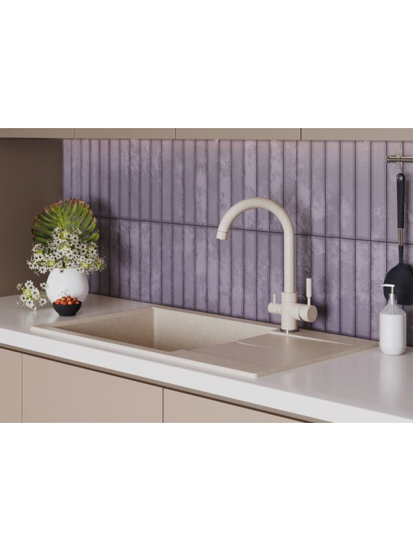 Кухонная мойка Polygran GALS 862 кремовый интерьер 3