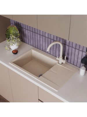 Кухонная мойка Polygran GALS 862 кремовый интерьер 2