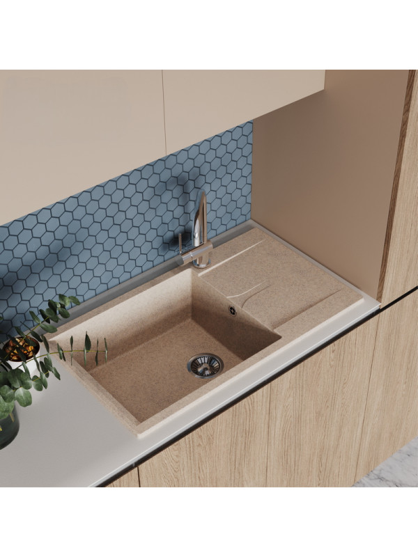 Кухонная мойка Polygran GALS 862 песочный интерьер 2