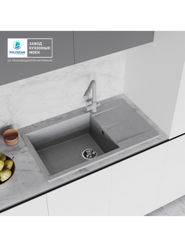 Кухонная мойка Polygran GALS 862 серый интерьер
