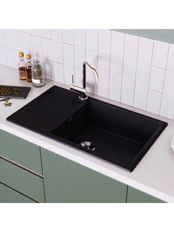 Кухонная мойка Polygran GALS 862 черный интерьер 2