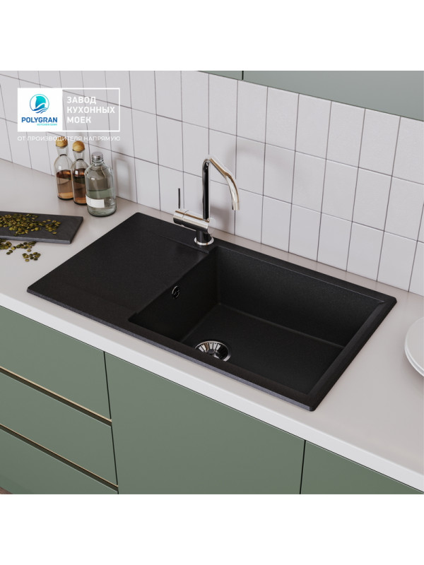 Кухонная мойка Polygran GALS 862 черный интерьер
