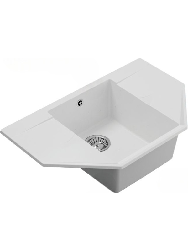 Кухонная мойка Polygran RIFF 800 белый хлопок вид сбоку