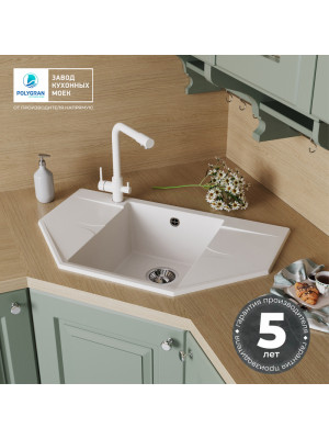Кухонная мойка Polygran RIFF 800 белый хлопок гарантия