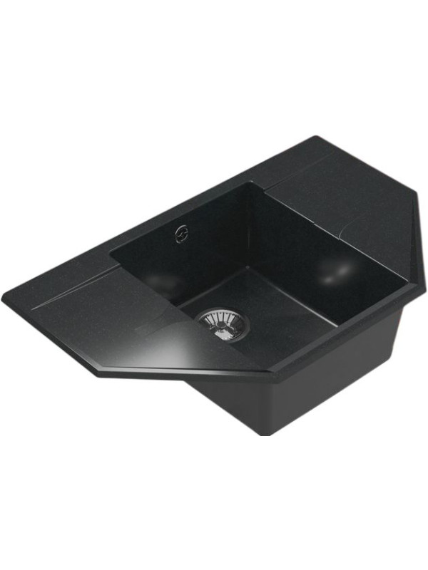 Кухонная мойка Polygran RIFF 800 космос черный металлик вид сбоку
