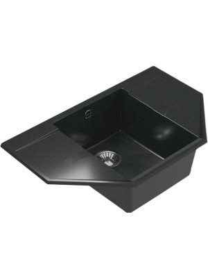 Кухонная мойка Polygran RIFF 800 космос черный металлик вид сбоку