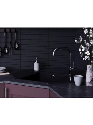 Кухонная мойка Polygran RIFF 800 космос черный металлик интерьер 3