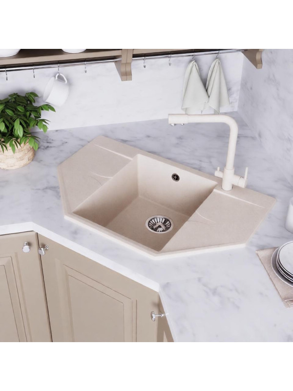 Кухонная мойка Polygran RIFF 800 кремовый интерьер