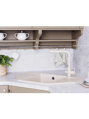 Кухонная мойка Polygran RIFF 800 кремовый интерьер 3