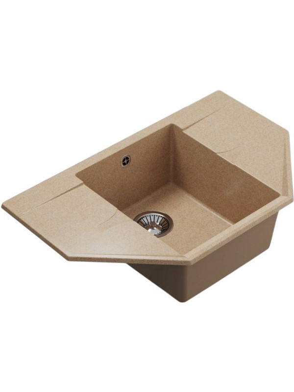 Кухонная мойка Polygran RIFF 800 песочный вид сбоку