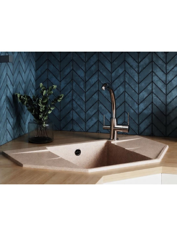 Кухонная мойка Polygran RIFF 800 песочный интерьер 3