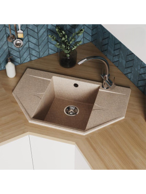 Кухонная мойка Polygran RIFF 800 песочный интерьер