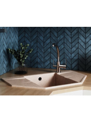 Кухонная мойка Polygran RIFF 800 песочный интерьер 3