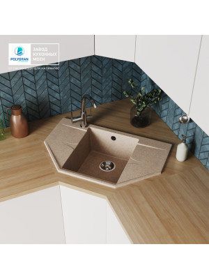 Кухонная мойка Polygran RIFF 800 песочный интерьер