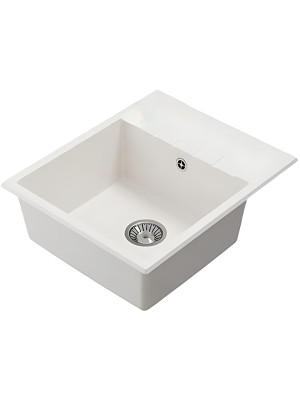 Кухонная мойка Polygran DEKA 600 белый хлопок вид сбоку