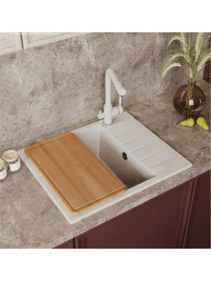 Кухонная мойка Polygran DEKA 600 белый хлопок интерьер