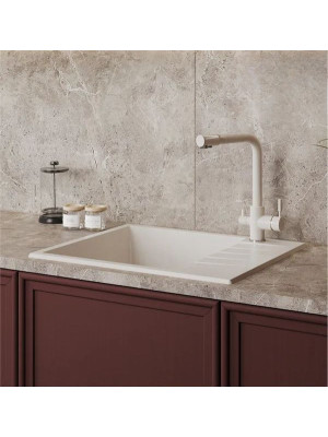 Кухонная мойка Polygran DEKA 600 белый хлопок интерьер 2