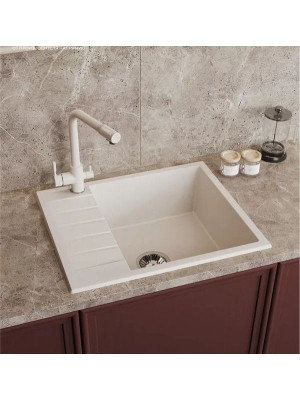 Кухонная мойка Polygran DEKA 600 белый хлопок интерьер 3