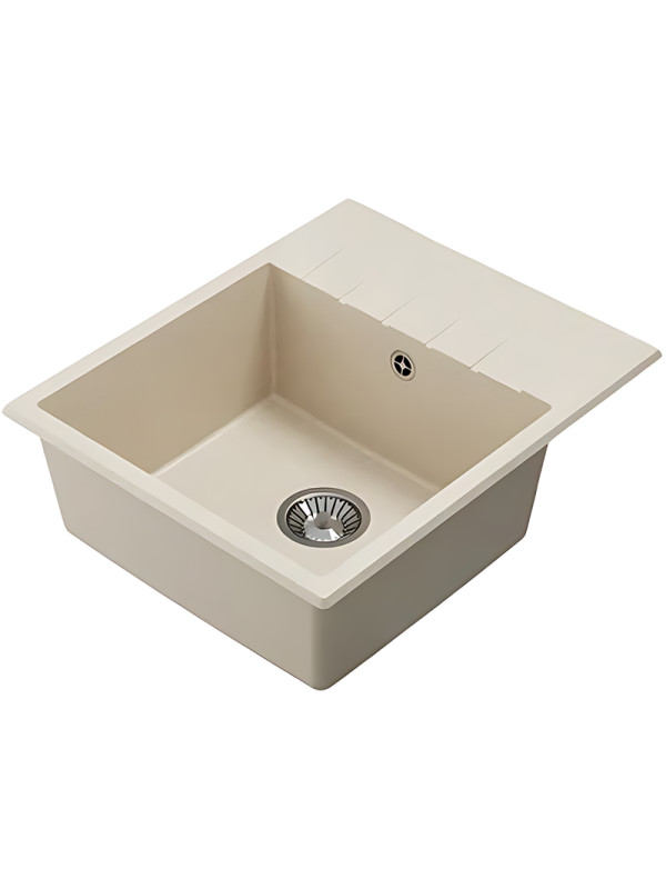 Кухонная мойка Polygran DEKA 600 кремовый вид сбоку