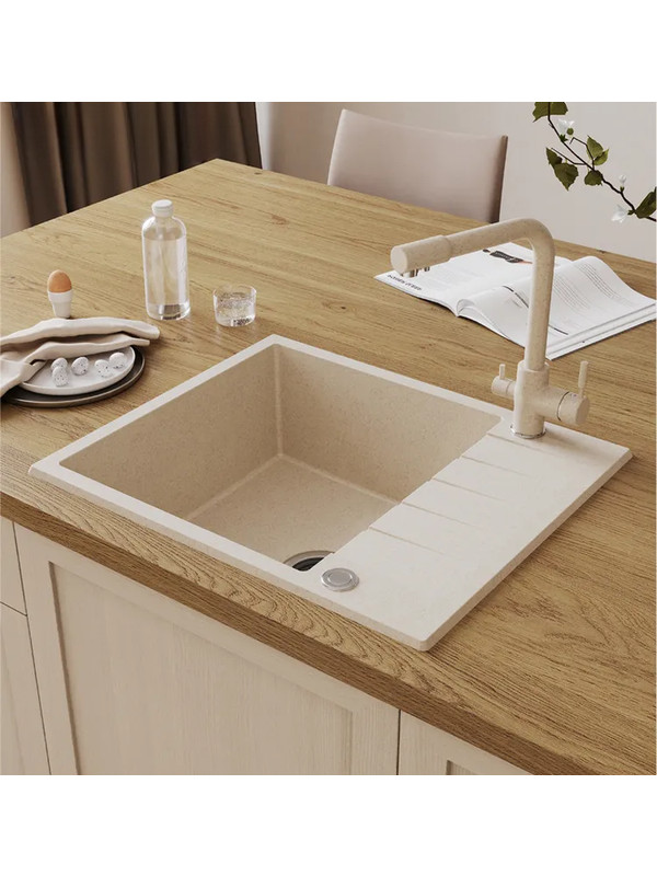 Кухонная мойка Polygran DEKA 600 кремовый интерьер 2