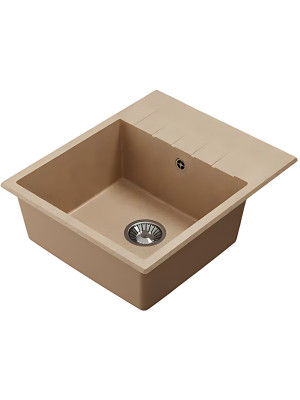 Кухонная мойка Polygran DEKA 600 песочный вид сбоку