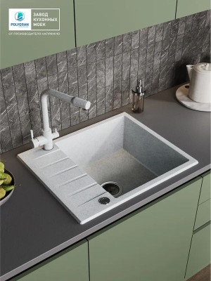Кухонная мойка Polygran DEKA 600 светло-серый интерьер